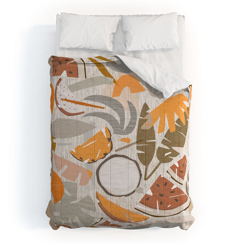 evamatise Tiki Picnic Mid Century Modern Comforter