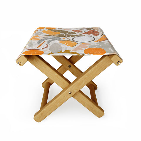 evamatise Tiki Picnic Mid Century Modern Folding Stool