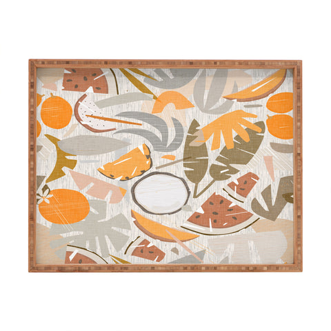 evamatise Tiki Picnic Mid Century Modern Rectangular Tray