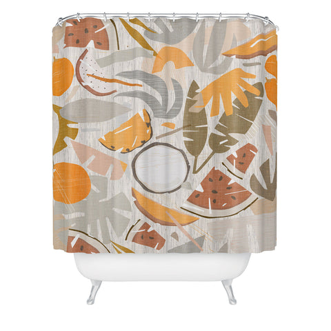 evamatise Tiki Picnic Mid Century Modern Shower Curtain