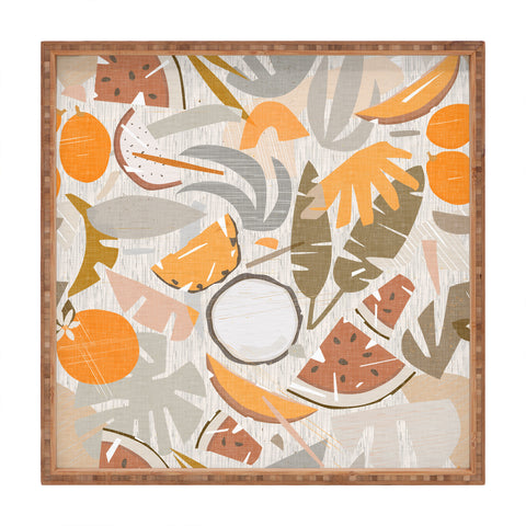 evamatise Tiki Picnic Mid Century Modern Square Tray