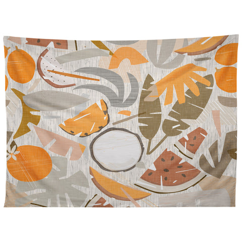 evamatise Tiki Picnic Mid Century Modern Tapestry