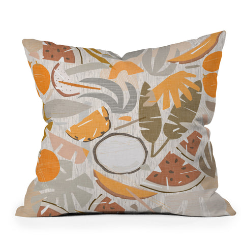 evamatise Tiki Picnic Mid Century Modern Throw Pillow