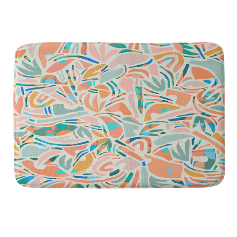 evamatise Tropical CutOut Shapes in Mint Memory Foam Bath Mat
