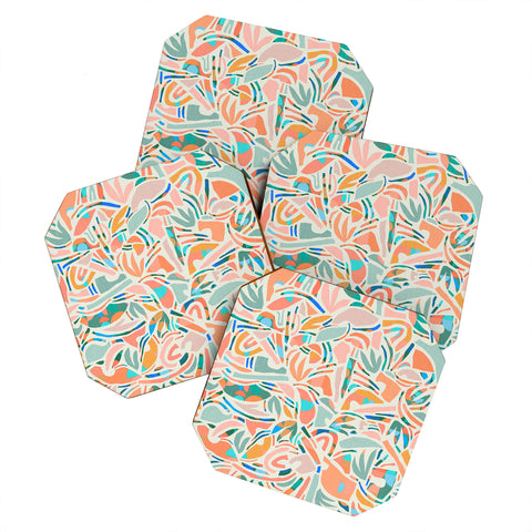 evamatise Tropical CutOut Shapes in Mint Coaster Set