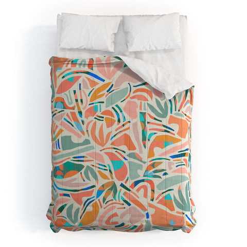 evamatise Tropical CutOut Shapes in Mint Comforter