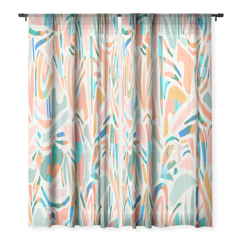 evamatise Tropical CutOut Shapes in Mint Sheer Non Repeat