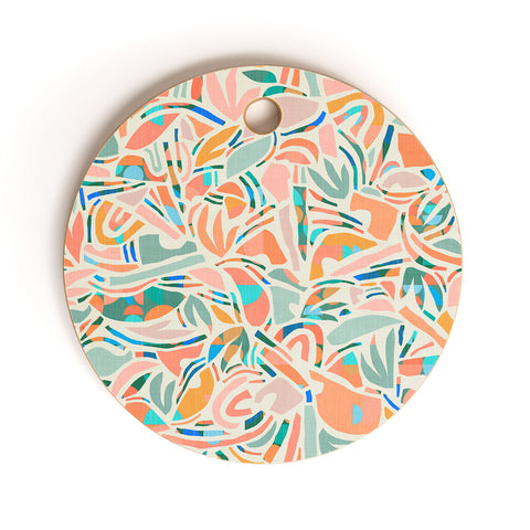 evamatise Tropical CutOut Shapes in Mint Cutting Board Round