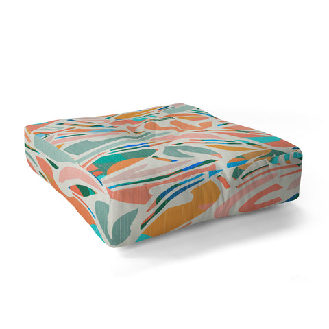 evamatise Tropical CutOut Shapes in Mint Floor Pillow Square