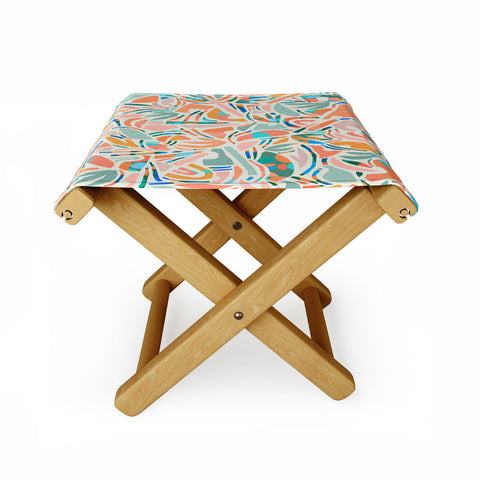 evamatise Tropical CutOut Shapes in Mint Folding Stool