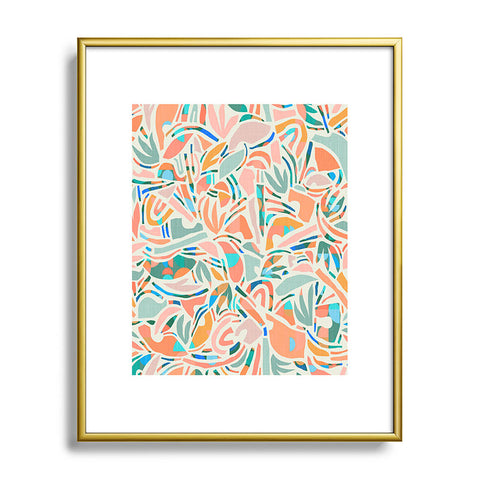 evamatise Tropical CutOut Shapes in Mint Metal Framed Art Print