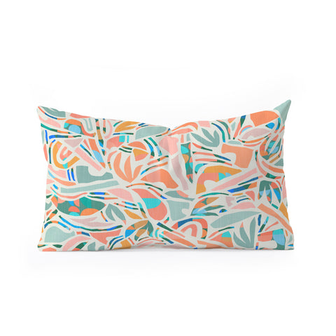 evamatise Tropical CutOut Shapes in Mint Oblong Throw Pillow