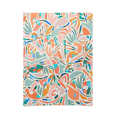 evamatise Tropical CutOut Shapes in Mint Poster