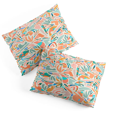evamatise Tropical CutOut Shapes in Mint Pillow Shams
