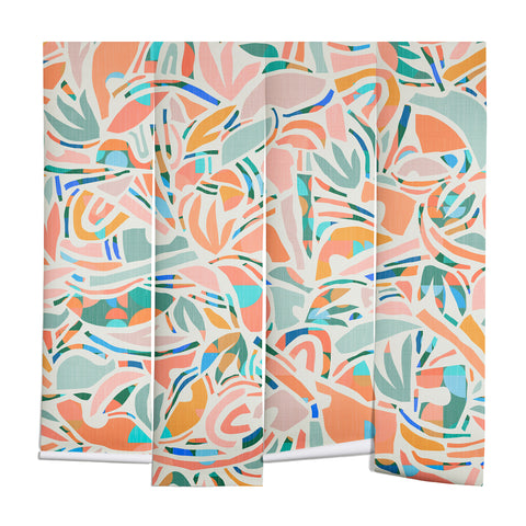 evamatise Tropical CutOut Shapes in Mint Wall Mural