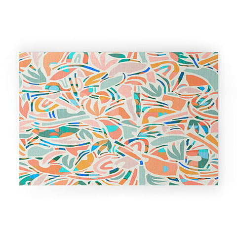 evamatise Tropical CutOut Shapes in Mint Welcome Mat