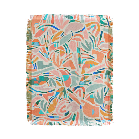 evamatise Tropical CutOut Shapes in Mint Throw Blanket