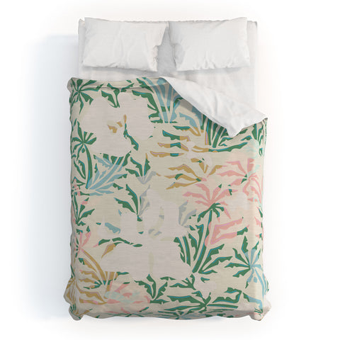 evamatise Tropical Jungle Landscape Abstraction Duvet Cover