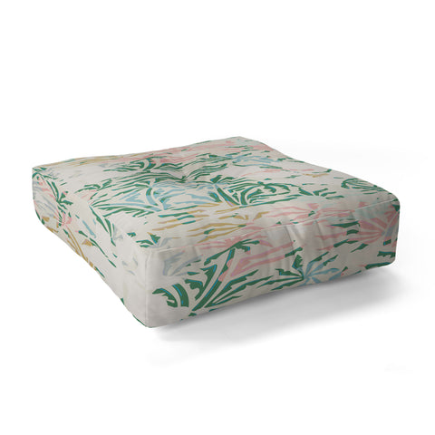 evamatise Tropical Jungle Landscape Abstraction Floor Pillow Square