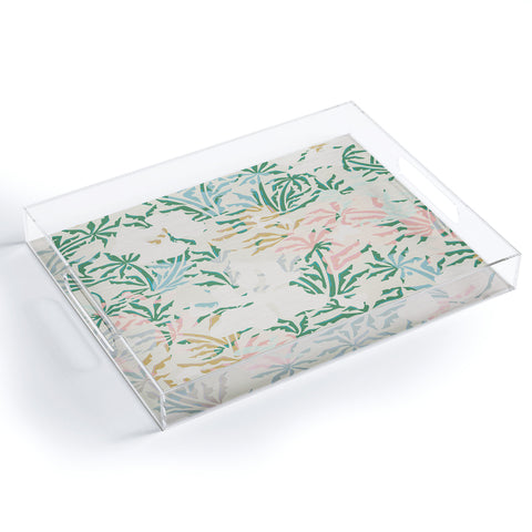 evamatise Tropical Jungle Landscape Abstraction Acrylic Tray