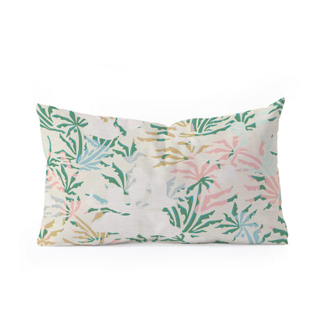 evamatise Tropical Jungle Landscape Abstraction Oblong Throw Pillow