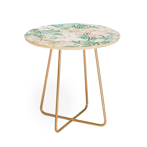 evamatise Tropical Jungle Landscape Abstraction Round Side Table