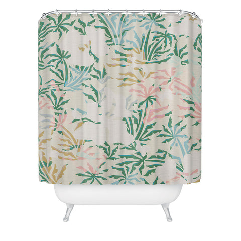 evamatise Tropical Jungle Landscape Abstraction Shower Curtain