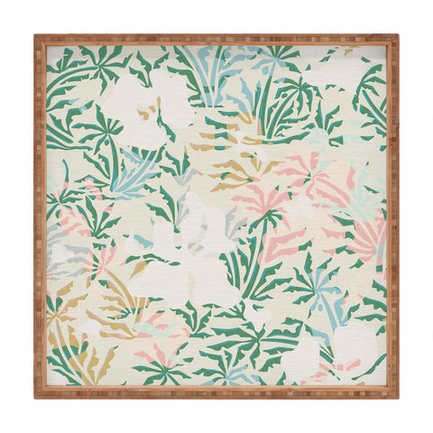 evamatise Tropical Jungle Landscape Abstraction Square Tray