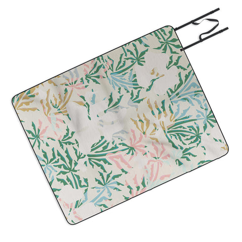 evamatise Tropical Jungle Landscape Abstraction Picnic Blanket