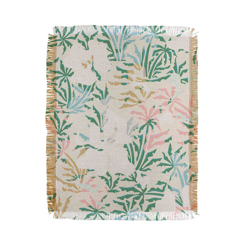 evamatise Tropical Jungle Landscape Abstraction Throw Blanket