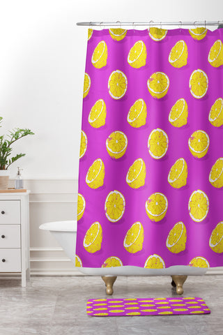 Evgenia Chuvardina Juicy lemon Shower Curtain And Mat
