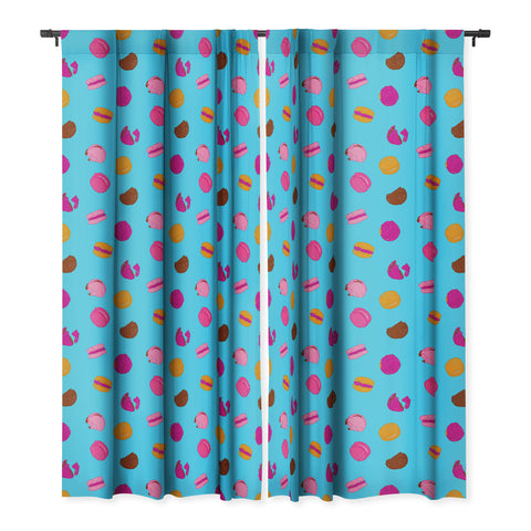 Evgenia Chuvardina Kawaii french macarons Blackout Window Curtain