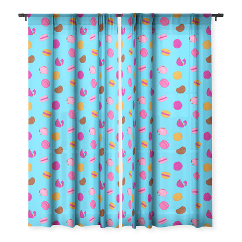 Evgenia Chuvardina Kawaii french macarons Sheer Window Curtain