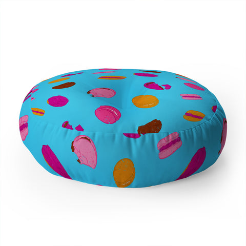 Evgenia Chuvardina Kawaii french macarons Floor Pillow Round
