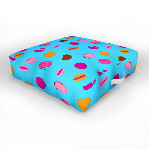 Evgenia Chuvardina Kawaii french macarons Outdoor Floor Cushion