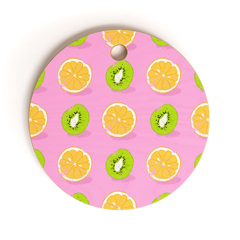 Evgenia Chuvardina Orange and kiwi Cutting Board Round