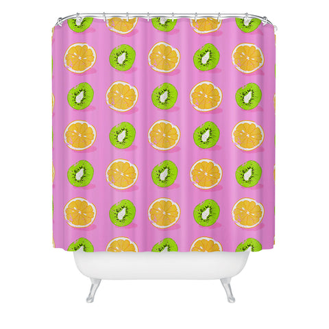 Evgenia Chuvardina Orange and kiwi Shower Curtain