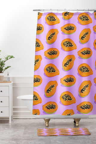 Evgenia Chuvardina Papaya Shower Curtain And Mat