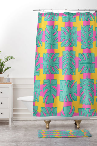 Evgenia Chuvardina Party palms Shower Curtain And Mat
