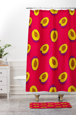 Evgenia Chuvardina Plum Shower Curtain And Mat