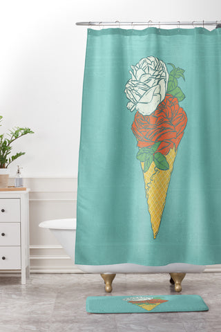Evgenia Chuvardina Rose ice cream Shower Curtain And Mat