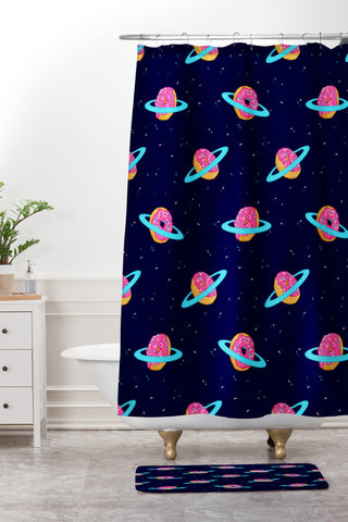 Evgenia Chuvardina Sugar rings of Saturn Shower Curtain And Mat
