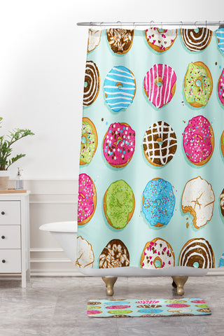 Evgenia Chuvardina Sweet donuts Shower Curtain And Mat