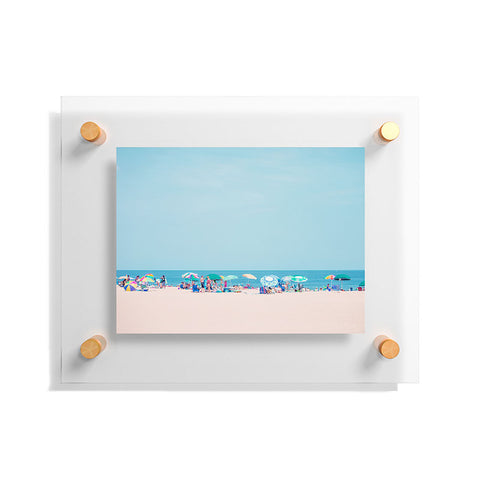 Eye Poetry Photography Colorful Umbrellas on the Beach Floating Acrylic Print