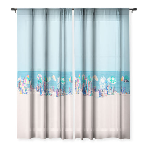 Eye Poetry Photography Colorful Umbrellas on the Beach Sheer Non Repeat