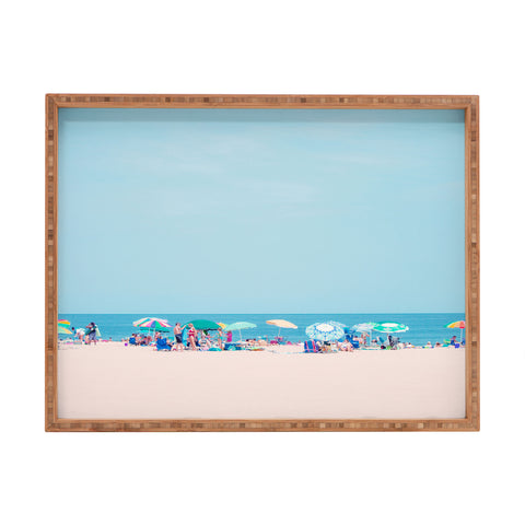 Eye Poetry Photography Colorful Umbrellas on the Beach Rectangular Tray