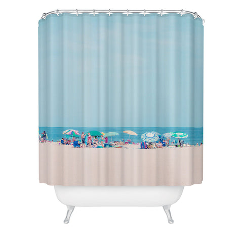 Eye Poetry Photography Colorful Umbrellas on the Beach Shower Curtain