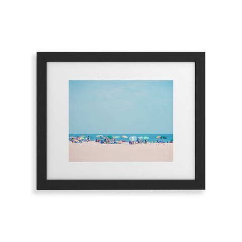 Eye Poetry Photography Colorful Umbrellas on the Beach Framed Art Print