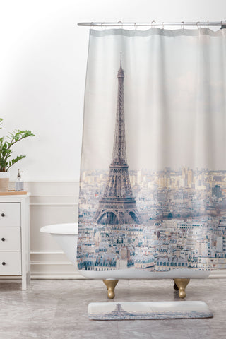 Eye Poetry Photography Paris Skyline Eiffel Tower View Shower Curtain And Mat