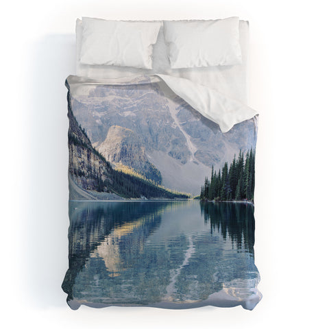 Eye Poetry Photography Sunrise Reflections Moraine Lake Banff Mountain Duvet Cover